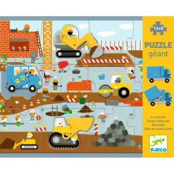 Djeco Bodenpuzzle Baustelle - 12 + 5 Teile