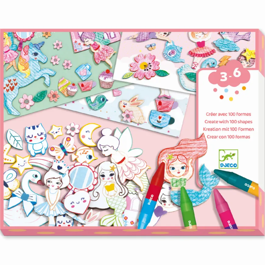 Djeco Mit Formen gestalten Eine Welt kreieren Mu00e4dchen