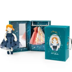 Moulin Roty Kleiner Schrank mit Puppe & 3 Abendkleidern