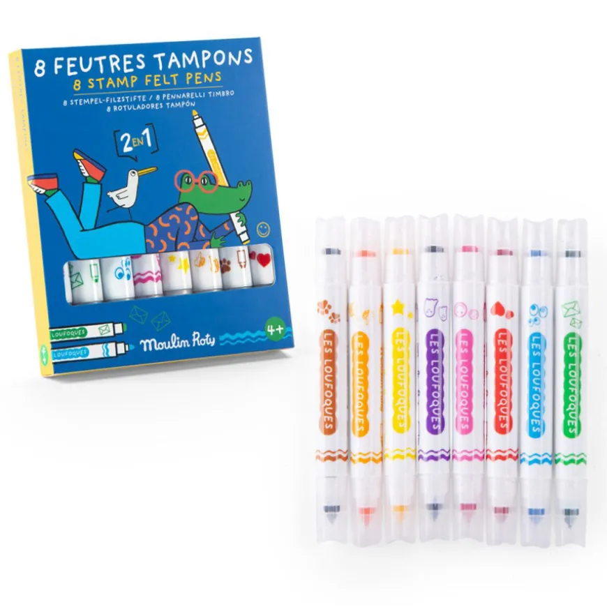 Moulin Roty Stempel-Filzstifte 2in1 8er-Set