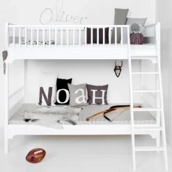 Oliver Furniture Etagenbett Seaside Classic Weiu00df mit schru00e4ger Leiter
