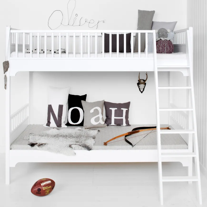 Oliver Furniture Etagenbett Seaside Classic Weiu00df mit schru00e4ger Leiter