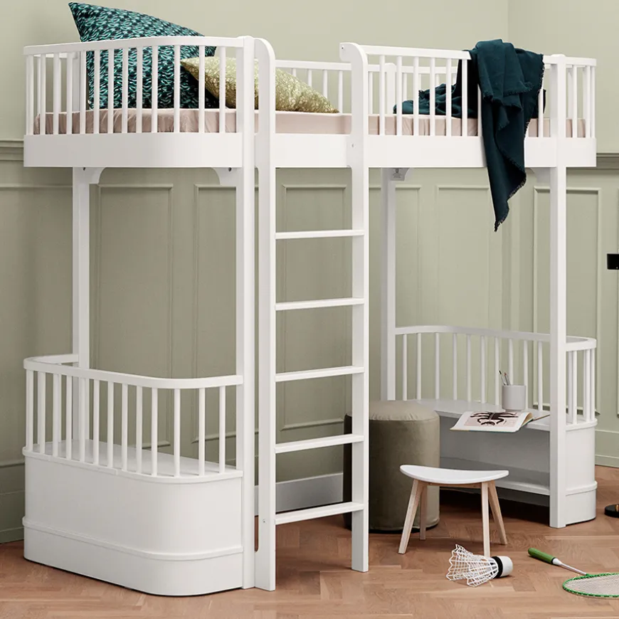 Oliver Furniture Hochbett Wood Original Weiu00df - Leiter vorne