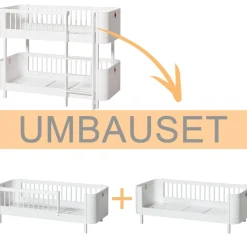 Oliver Furniture Umbauset Wood Mini+ halbhohes Etagenbett zu 2 Juniorbetten Weiu00df