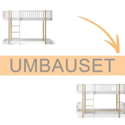 Oliver Furniture Umbauset Wood Original halbhohes Hochbett 138 cm zum halbhohen Etagenbett weiu00df/Eiche