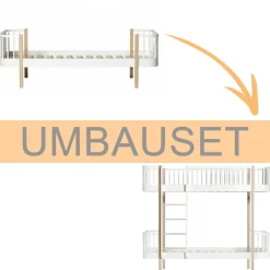 Oliver Furniture Umbauset Wood Original Einzelbett/Juniorbett zum Etagenbett, weiu00df/Eiche