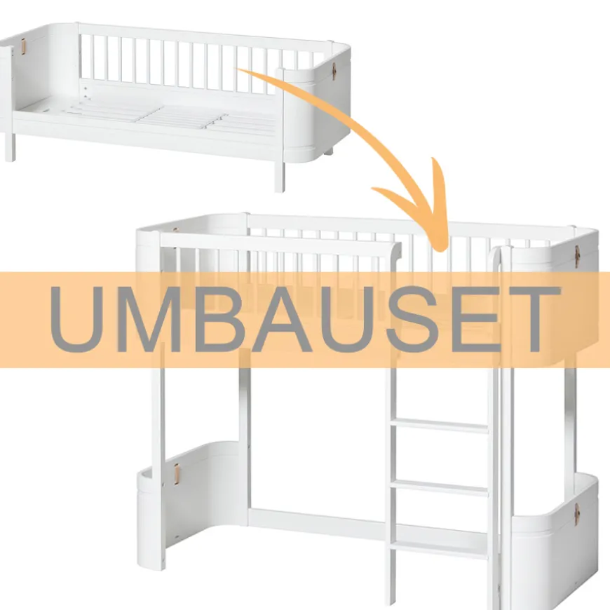 Oliver Furniture Umbauset Wood Mini+ Juniorbett zum halbhohen Hochbett Weiu00df