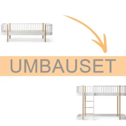 Oliver Furniture Umbauset Wood Original Bettsofa zum halbhohen Hochbett 138 cm weiu00df/Eiche