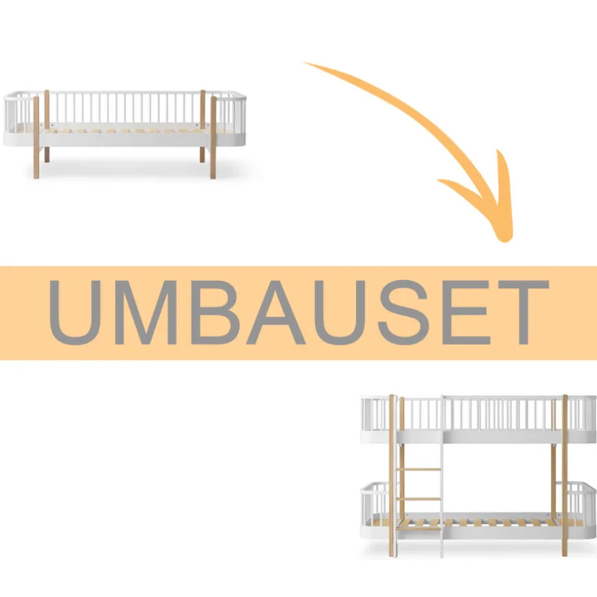 Oliver Furniture Umbauset Wood Original Bettsofa zum halbhohen Etagenbett weiu00df/Eiche