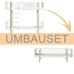Oliver Furniture Umbauset Wood Original Etagenbett zum Bettsofa Weiu00df/Eiche