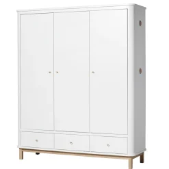 Oliver Furniture Wood Kleiderschrank 3-Tu00fcrig Weiu00df/Eiche