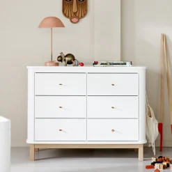 Oliver Furniture Wood Kommode 6 Schubladen Weiu00df/Eiche