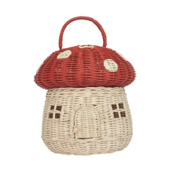 Olli Ella Korb aus Rattan Pilz Red