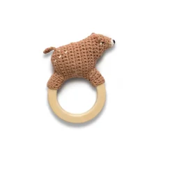 Sebra Hu00e4kel-Rassel auf Holzring Woody der Bu00e4r